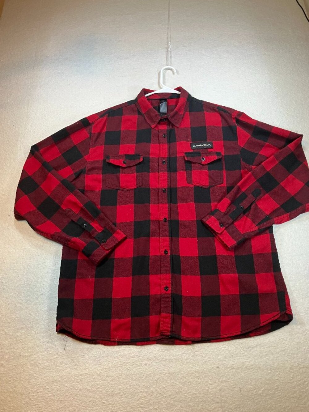 Burnside Landmark Red and Black Buffalo Plaid Flannel Shirt Mens‎ 2XL